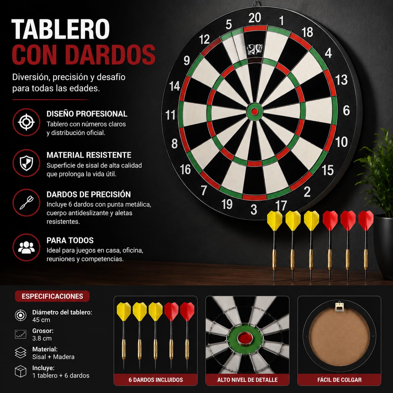 TABLERO CON DARDOS